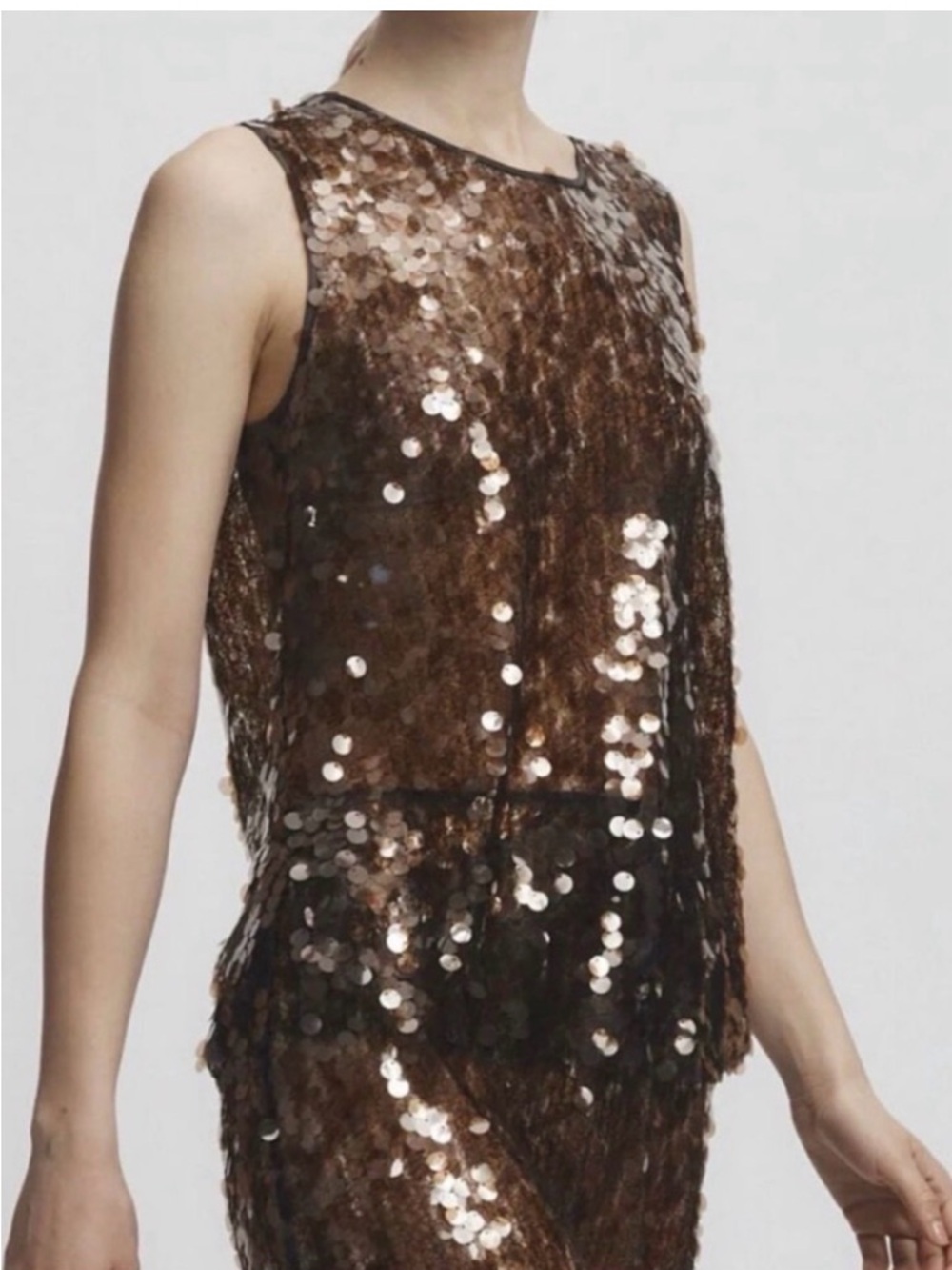 Saint Art Briar Sequin Top Small Toast Brown NWT